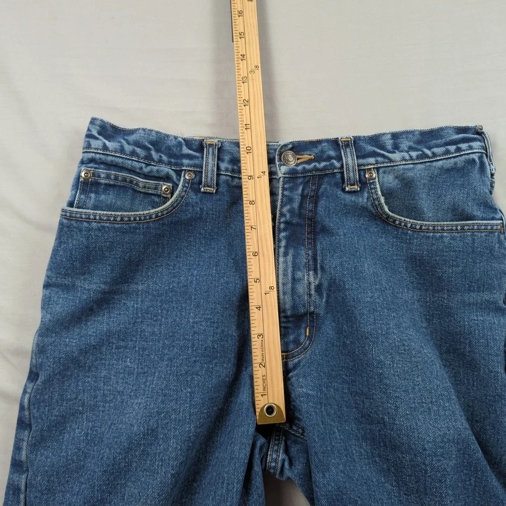 Lands End Jeans Mens 32x30 Blue Flannel Lined Plaid Outdoor Faded